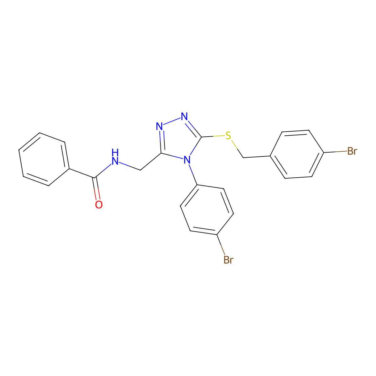 N-((5-((4-bromobenzyl)thio)-4-(4-bromophenyl)-4H-1,2,4-triazol-3-yl)methyl)benzamide molecular structure, CAS 391897-69-1