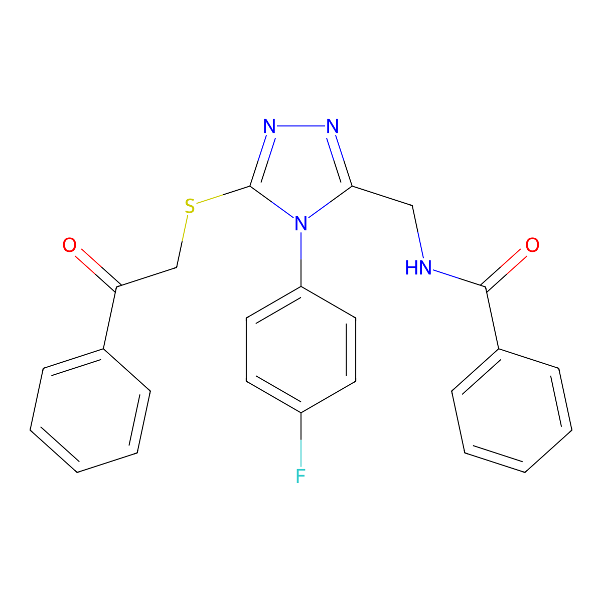 N-[[4-(4-fluorophenyl)-5-phenacylsulfanyl-1,2,4-triazol-3-yl]methyl]benzamide molecular structure, CAS 391897-81-7