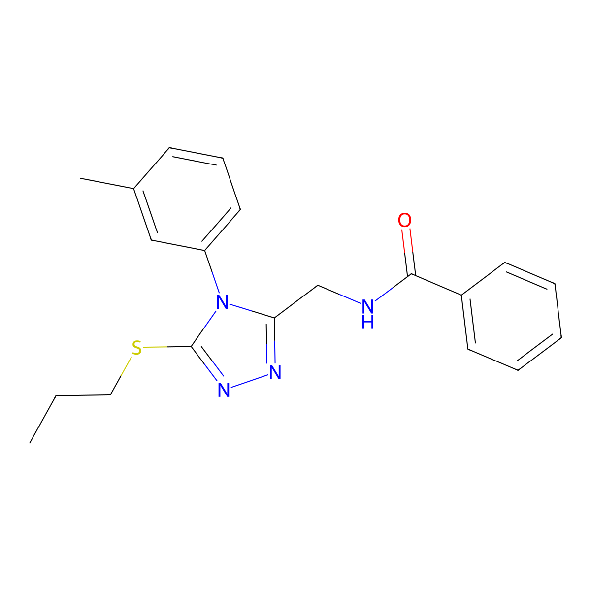 N-[[4-(3-methylphenyl)-5-propylsulfanyl-1,2,4-triazol-3-yl]methyl]benzamide molecular structure, CAS 391897-87-3