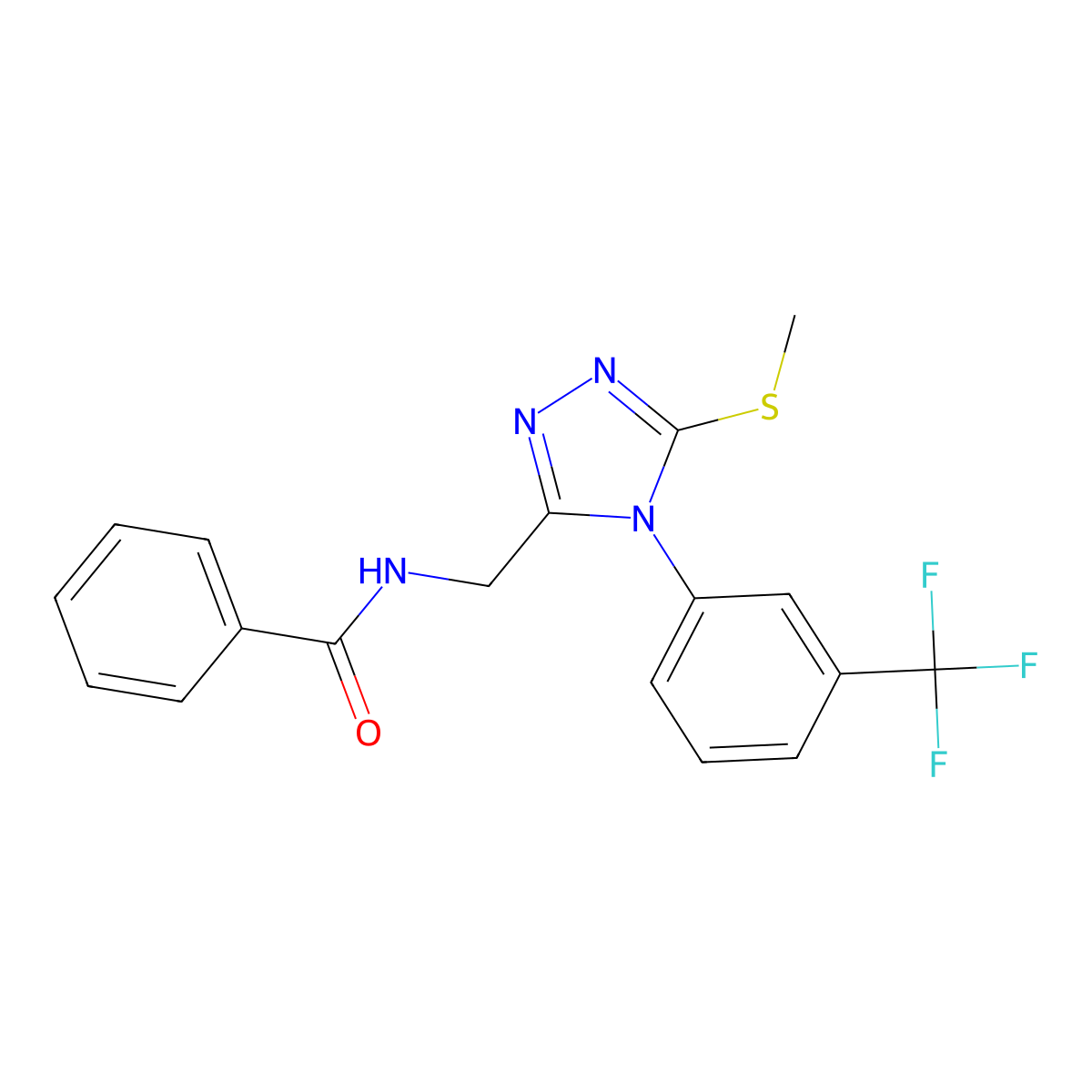N-[[5-methylsulfanyl-4-[3-(trifluoromethyl)phenyl]-1,2,4-triazol-3-yl]methyl]benzamide molecular structure, CAS 391897-95-3