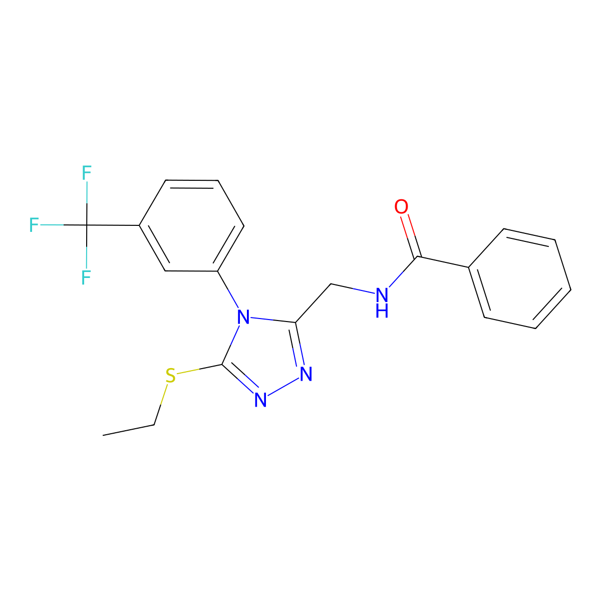 N-[[5-ethylsulfanyl-4-[3-(trifluoromethyl)phenyl]-1,2,4-triazol-3-yl]methyl]benzamide molecular structure, CAS 391897-96-4