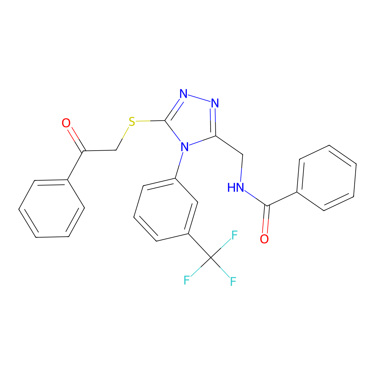 N-((5-((2-oxo-2-phenylethyl)thio)-4-(3-(trifluoromethyl)phenyl)-4H-1,2,4-triazol-3-yl)methyl)benzamide molecular structure, CAS 391898-01-4