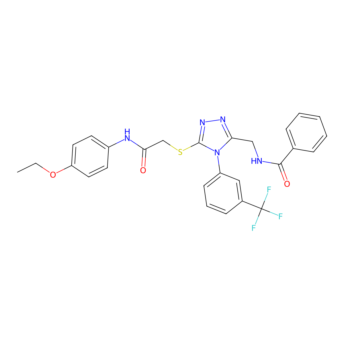 N-[[5-[2-(4-ethoxyanilino)-2-oxoethyl]sulfanyl-4-[3-(trifluoromethyl)phenyl]-1,2,4-triazol-3-yl]methyl]benzamide molecular structure, CAS 391898-04-7