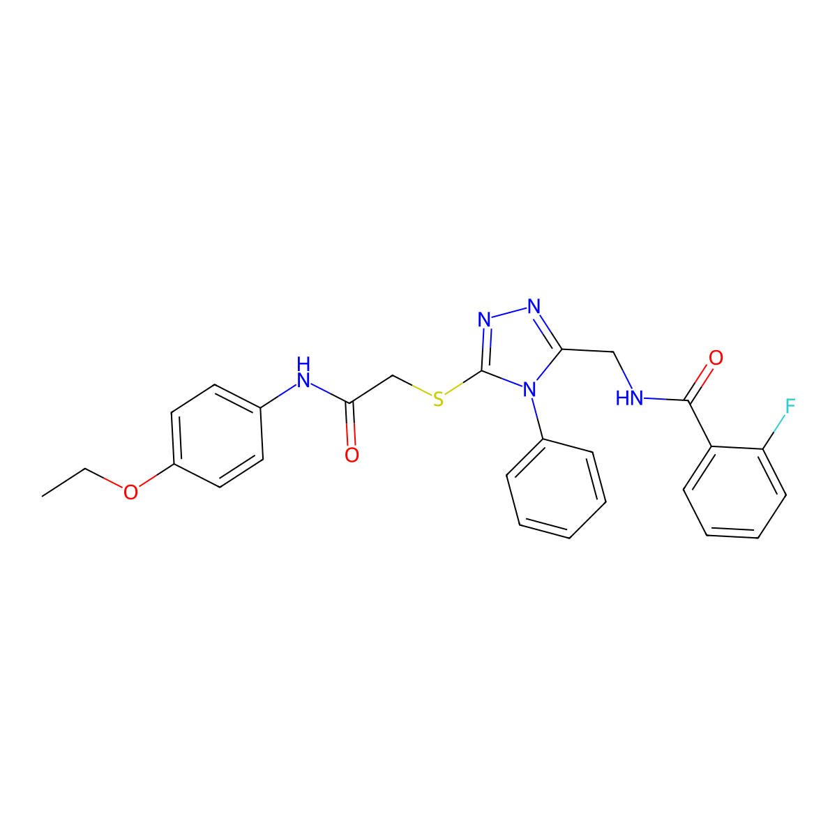 N-[[5-[2-(4-ethoxyanilino)-2-oxoethyl]sulfanyl-4-phenyl-1,2,4-triazol-3-yl]methyl]-2-fluorobenzamide molecular structure, CAS 391898-17-2