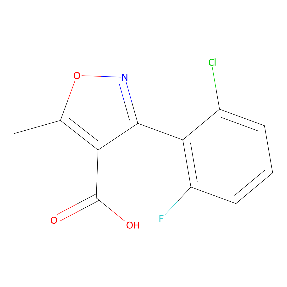 3-(2-Chloro-6-fluorophenyl)-5-methylisoxazole-4-carboxylic acid molecular structure, CAS 3919-74-2