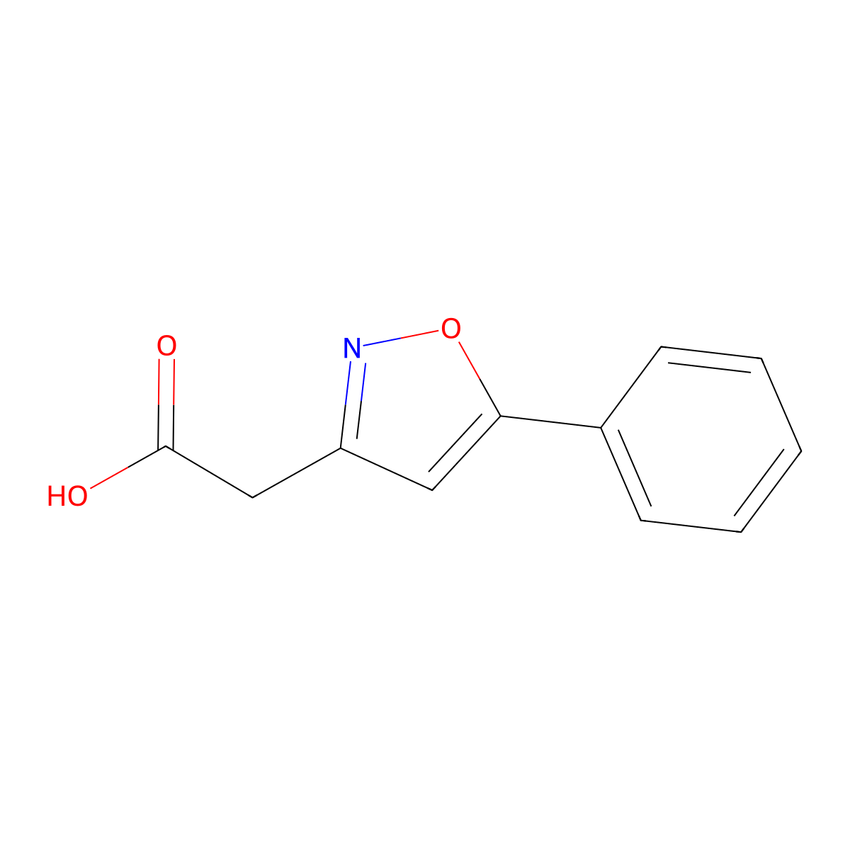 2-(5-Phenyl-1,2-oxazol-3-yl)acetic acid molecular structure, CAS 3919-88-8