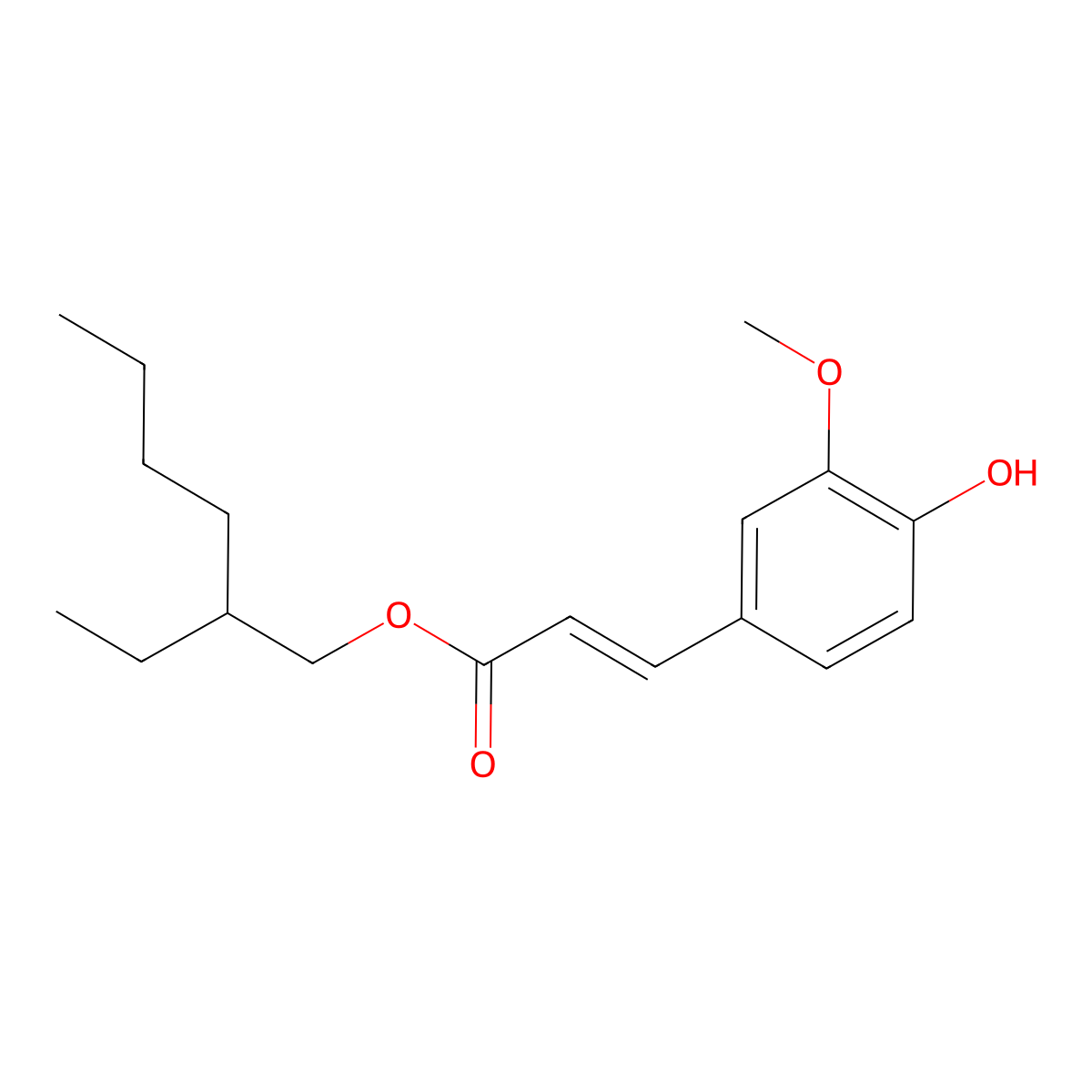 Ethylhexyl ferulate molecular structure, CAS 391900-25-7