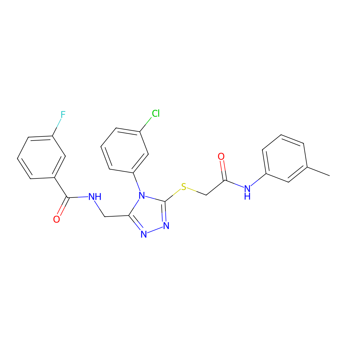 N-[[4-(3-chlorophenyl)-5-[2-(3-methylanilino)-2-oxoethyl]sulfanyl-1,2,4-triazol-3-yl]methyl]-3-fluorobenzamide molecular structure, CAS 391914-62-8