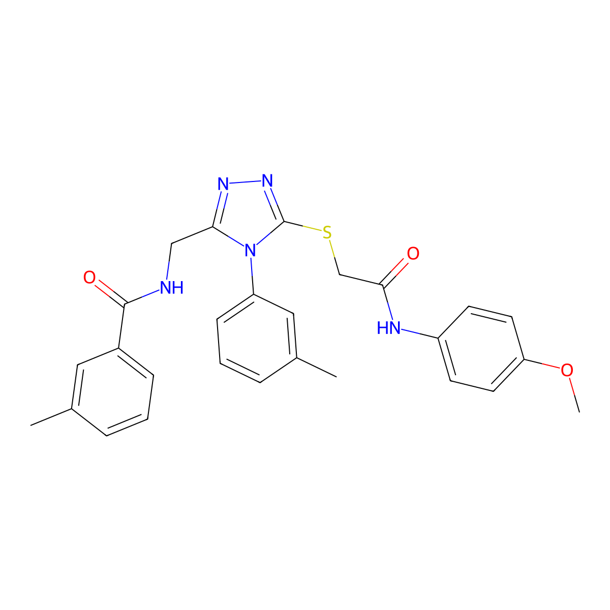 N-((5-((2-((4-methoxyphenyl)amino)-2-oxoethyl)thio)-4-(m-tolyl)-4H-1,2,4-triazol-3-yl)methyl)-3-methylbenzamide molecular structure, CAS 391916-86-2