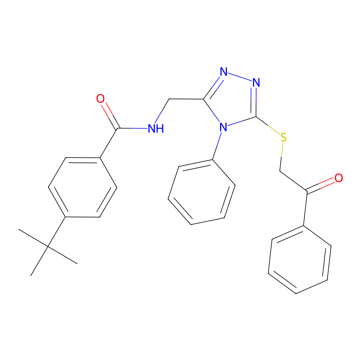4-tert-butyl-N-({5-[(2-oxo-2-phenylethyl)sulfanyl]-4-phenyl-4H-1,2,4-triazol-3-yl}methyl)benzamide molecular structure, CAS 391917-24-1