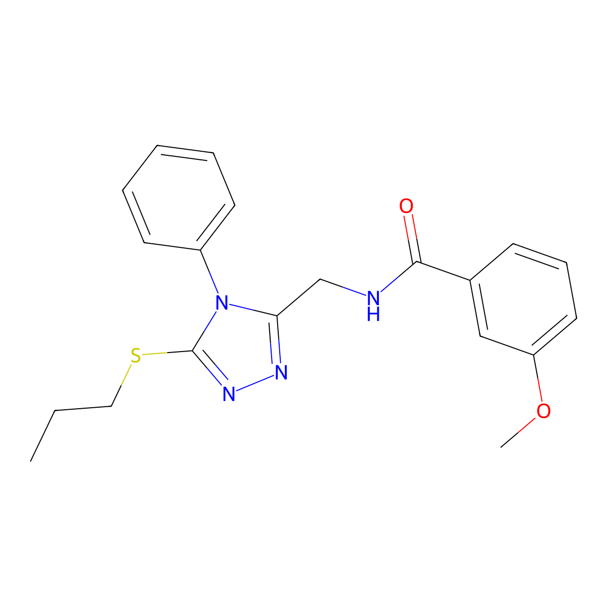 3-methoxy-N-[(4-phenyl-5-propylsulfanyl-1,2,4-triazol-3-yl)methyl]benzamide molecular structure, CAS 391918-17-5