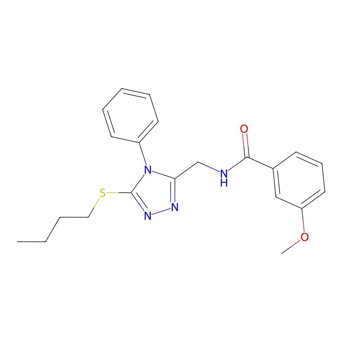N-[(5-butylsulfanyl-4-phenyl-1,2,4-triazol-3-yl)methyl]-3-methoxybenzamide molecular structure, CAS 391918-18-6