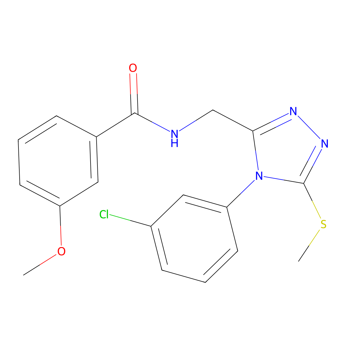 N-[[4-(3-chlorophenyl)-5-methylsulfanyl-1,2,4-triazol-3-yl]methyl]-3-methoxybenzamide molecular structure, CAS 391918-35-7