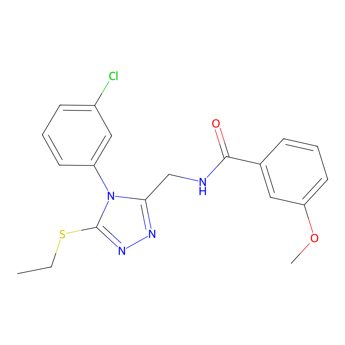 N-((4-(3-chlorophenyl)-5-(ethylthio)-4H-1,2,4-triazol-3-yl)methyl)-3-methoxybenzamide molecular structure, CAS 391918-36-8