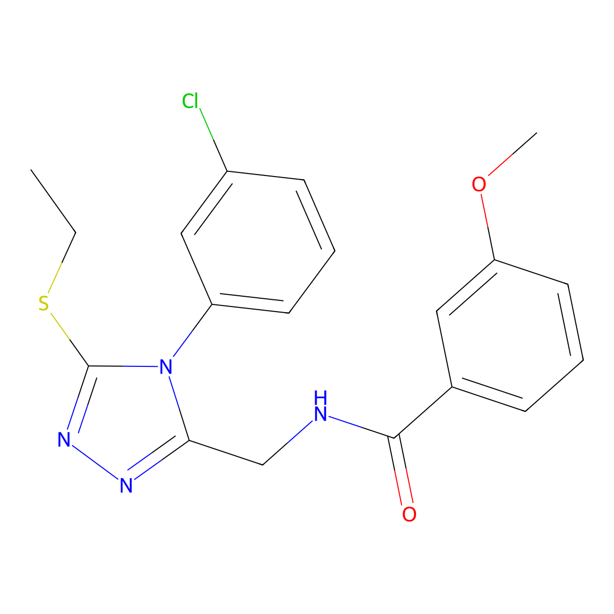 N-((4-(3-chlorophenyl)-5-(ethylthio)-4H-1,2,4-triazol-3-yl)methyl)-3-methoxybenzamide molecular structure, CAS 391918-36-8