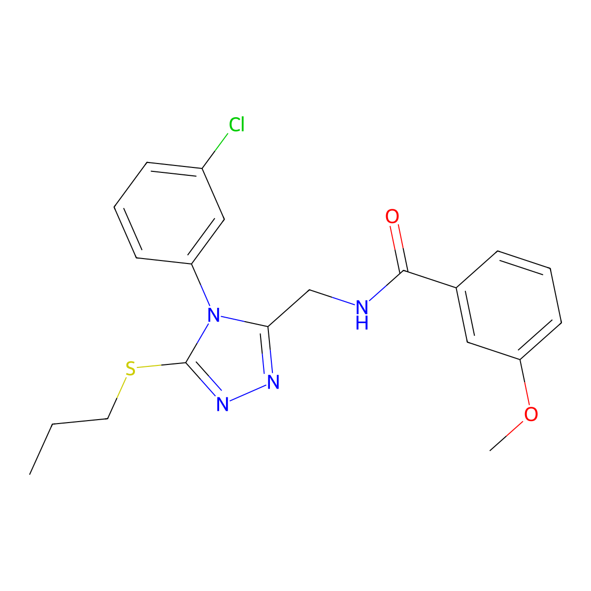 N-((4-(3-chlorophenyl)-5-(propylthio)-4H-1,2,4-triazol-3-yl)methyl)-3-methoxybenzamide molecular structure, CAS 391918-37-9