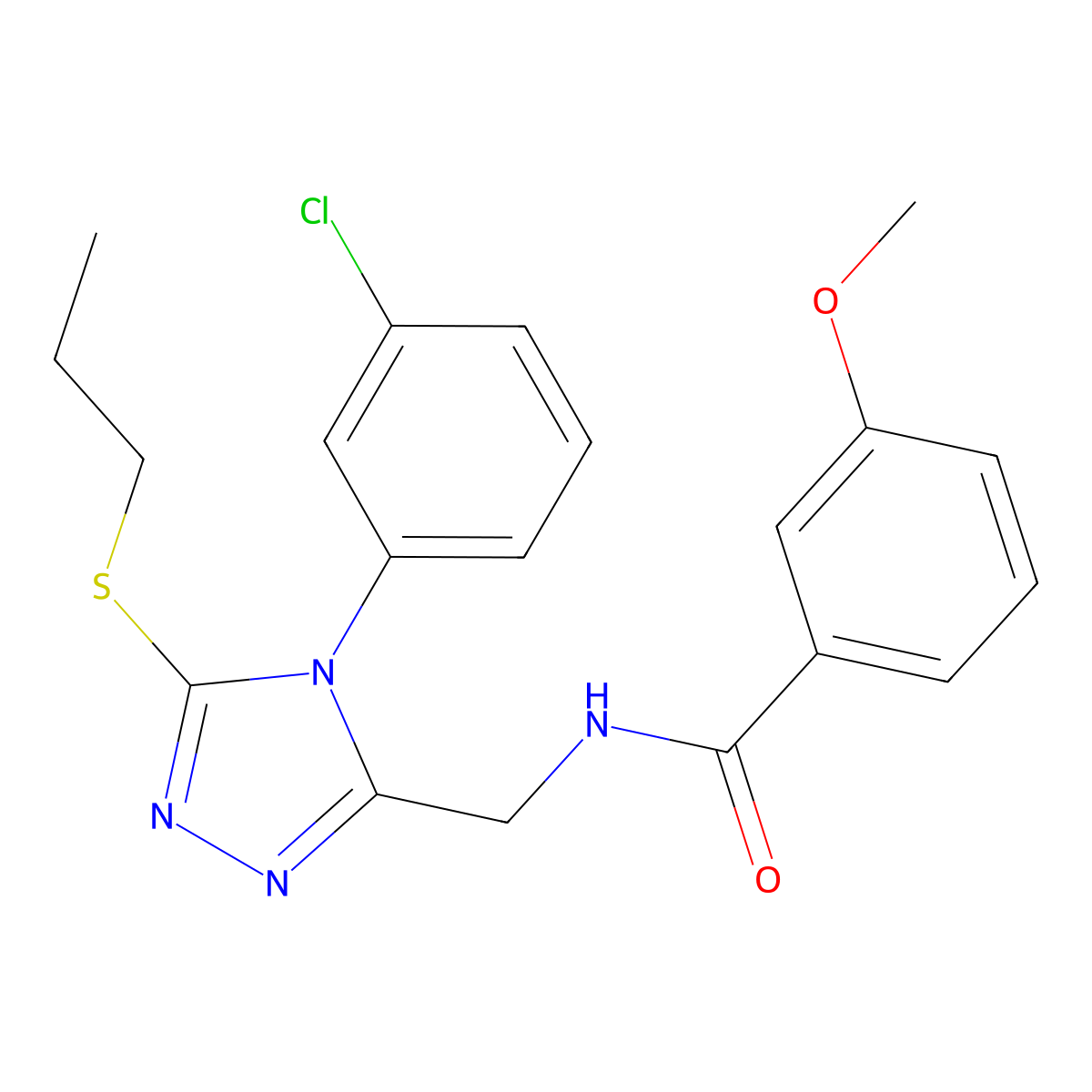 N-((4-(3-chlorophenyl)-5-(propylthio)-4H-1,2,4-triazol-3-yl)methyl)-3-methoxybenzamide molecular structure, CAS 391918-37-9