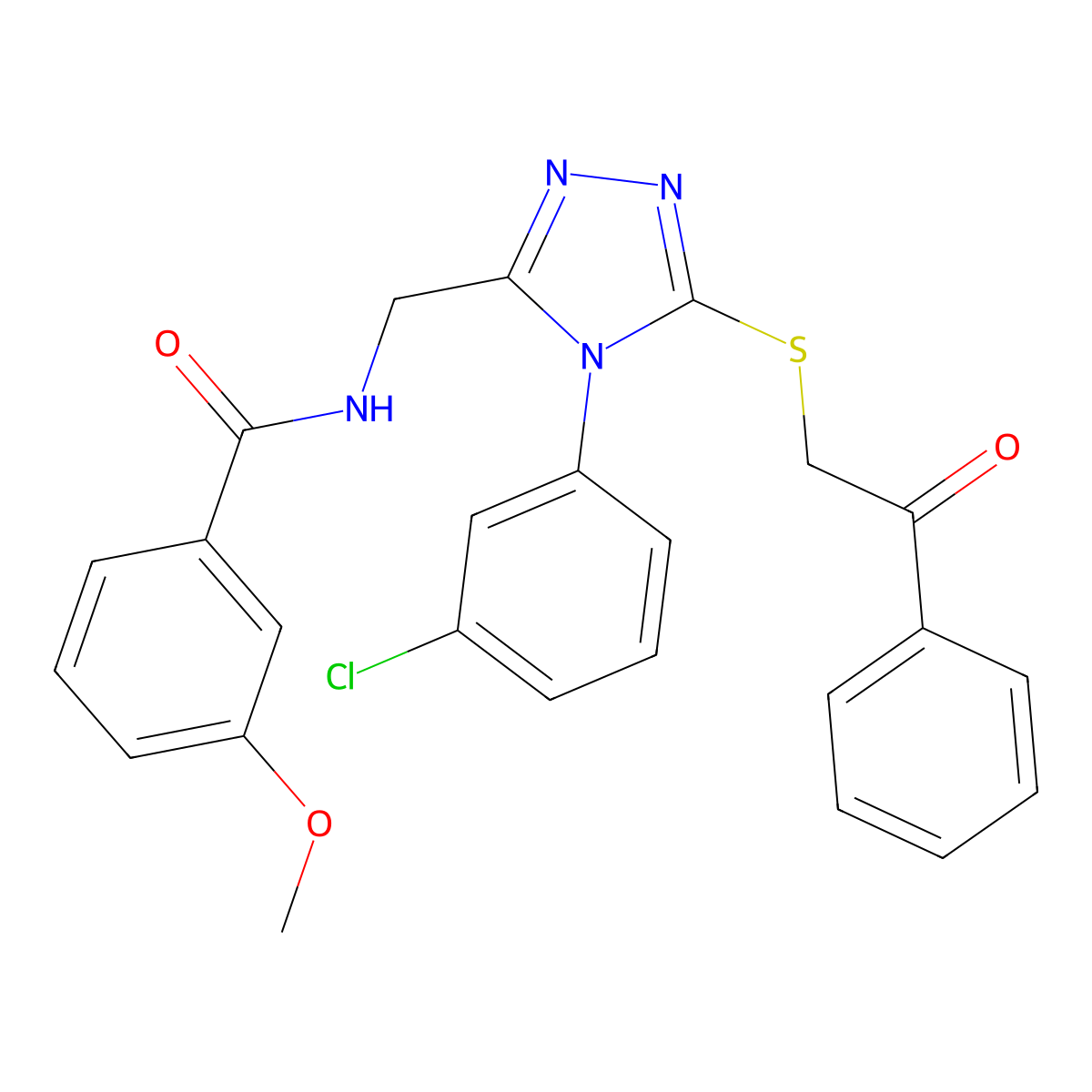 N-[[4-(3-chlorophenyl)-5-phenacylsulfanyl-1,2,4-triazol-3-yl]methyl]-3-methoxybenzamide molecular structure, CAS 391918-41-5
