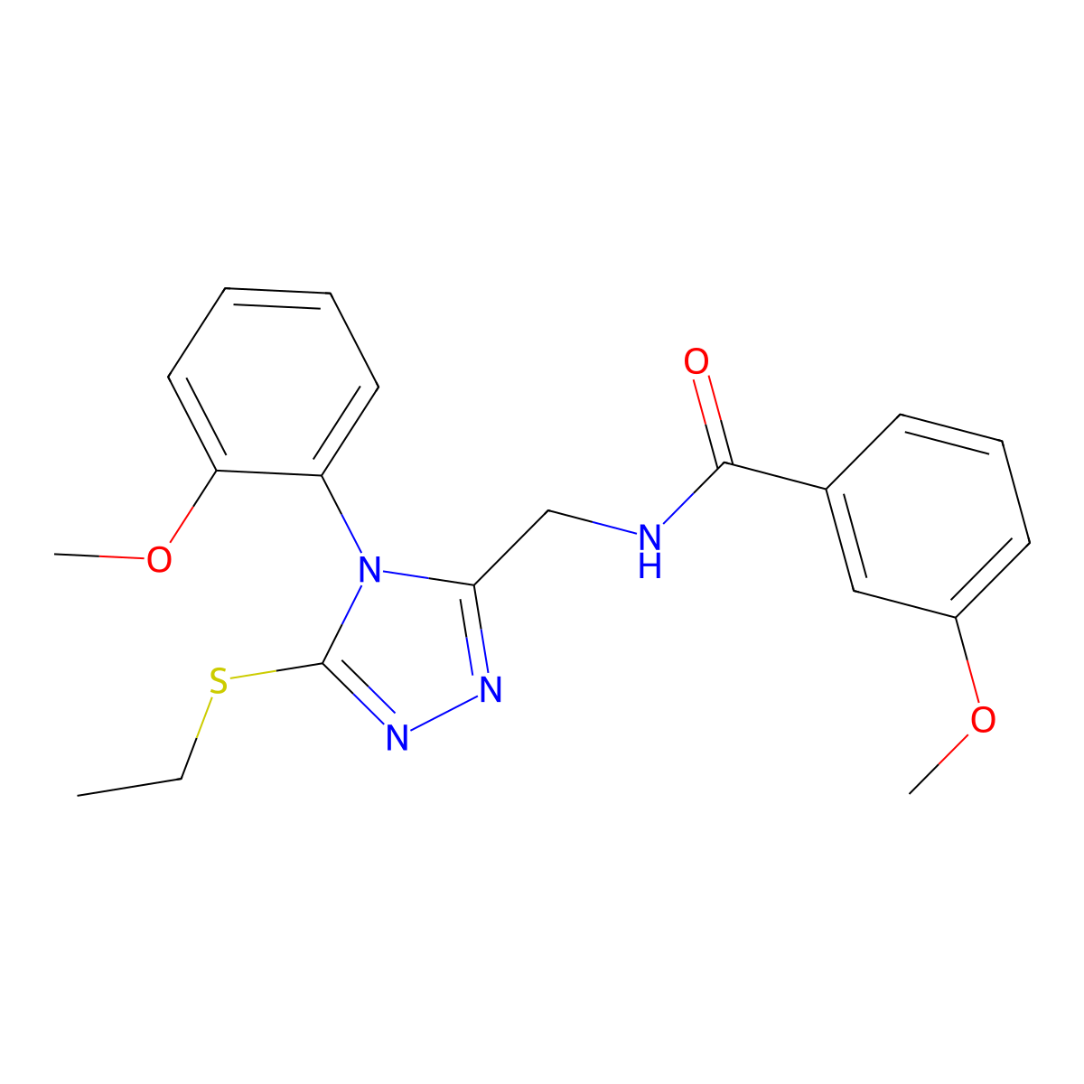 N-((5-(ethylthio)-4-(2-methoxyphenyl)-4H-1,2,4-triazol-3-yl)methyl)-3-methoxybenzamide molecular structure, CAS 391918-76-6