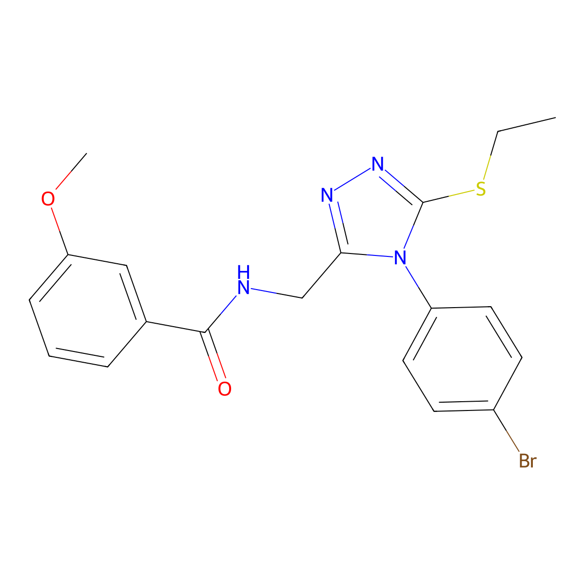 N-[[4-(4-bromophenyl)-5-ethylsulfanyl-1,2,4-triazol-3-yl]methyl]-3-methoxybenzamide molecular structure, CAS 391918-94-8