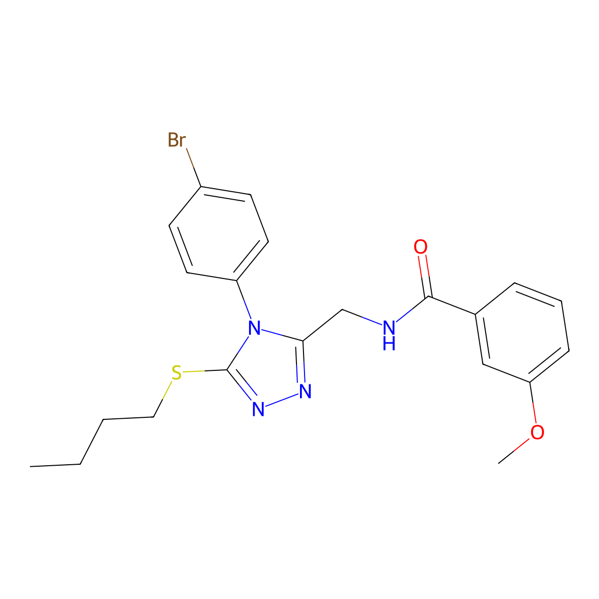 N-((4-(4-bromophenyl)-5-(butylthio)-4H-1,2,4-triazol-3-yl)methyl)-3-methoxybenzamide molecular structure, CAS 391918-96-0
