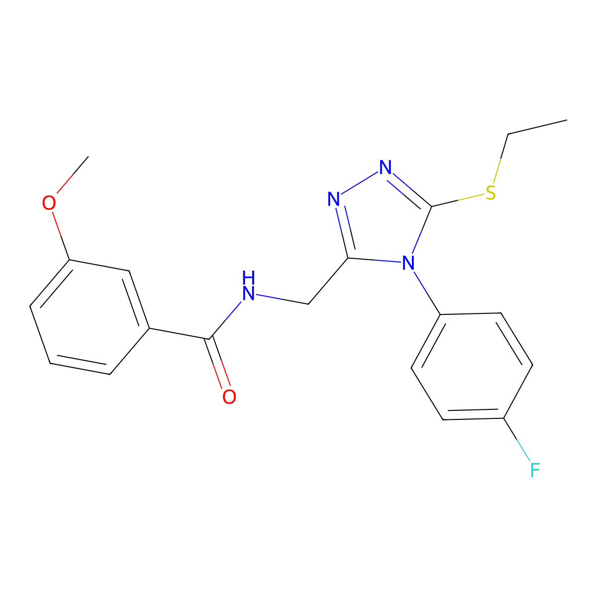 N-[[5-ethylsulfanyl-4-(4-fluorophenyl)-1,2,4-triazol-3-yl]methyl]-3-methoxybenzamide molecular structure, CAS 391919-14-5