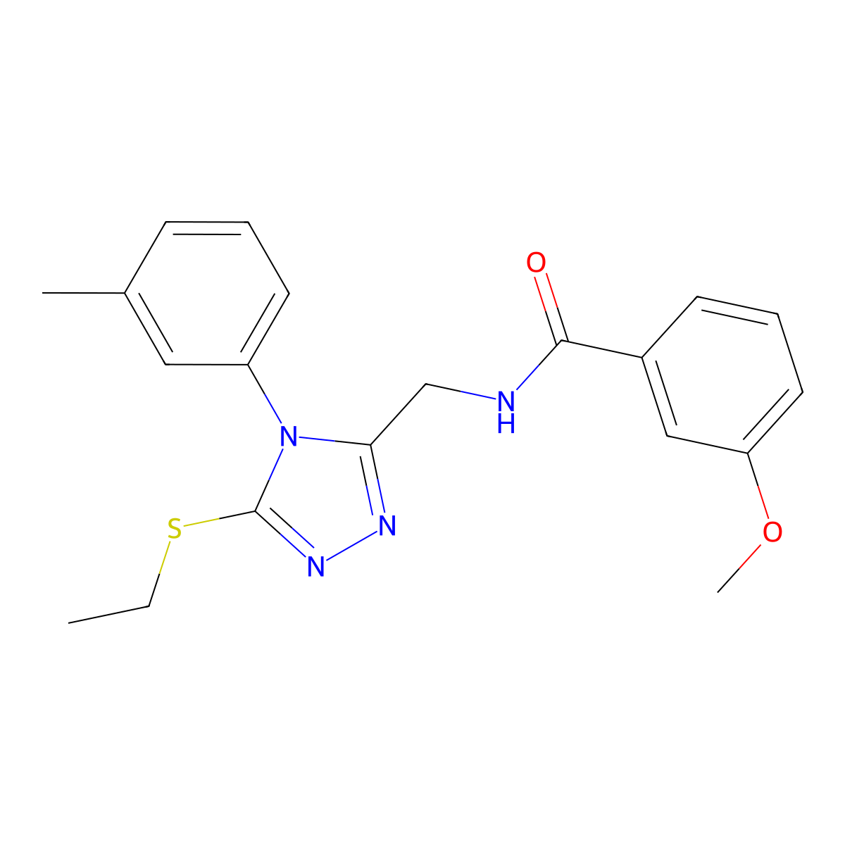 N-[[5-ethylsulfanyl-4-(3-methylphenyl)-1,2,4-triazol-3-yl]methyl]-3-methoxybenzamide molecular structure, CAS 391919-31-6