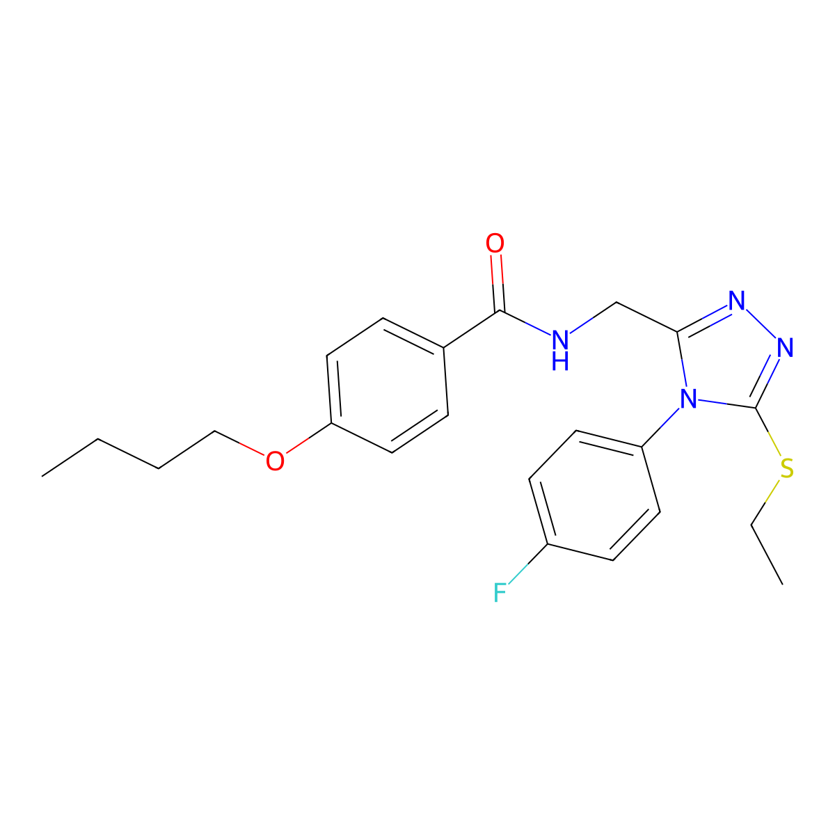 4-butoxy-N-((5-(ethylthio)-4-(4-fluorophenyl)-4H-1,2,4-triazol-3-yl)methyl)benzamide molecular structure, CAS 391929-77-4