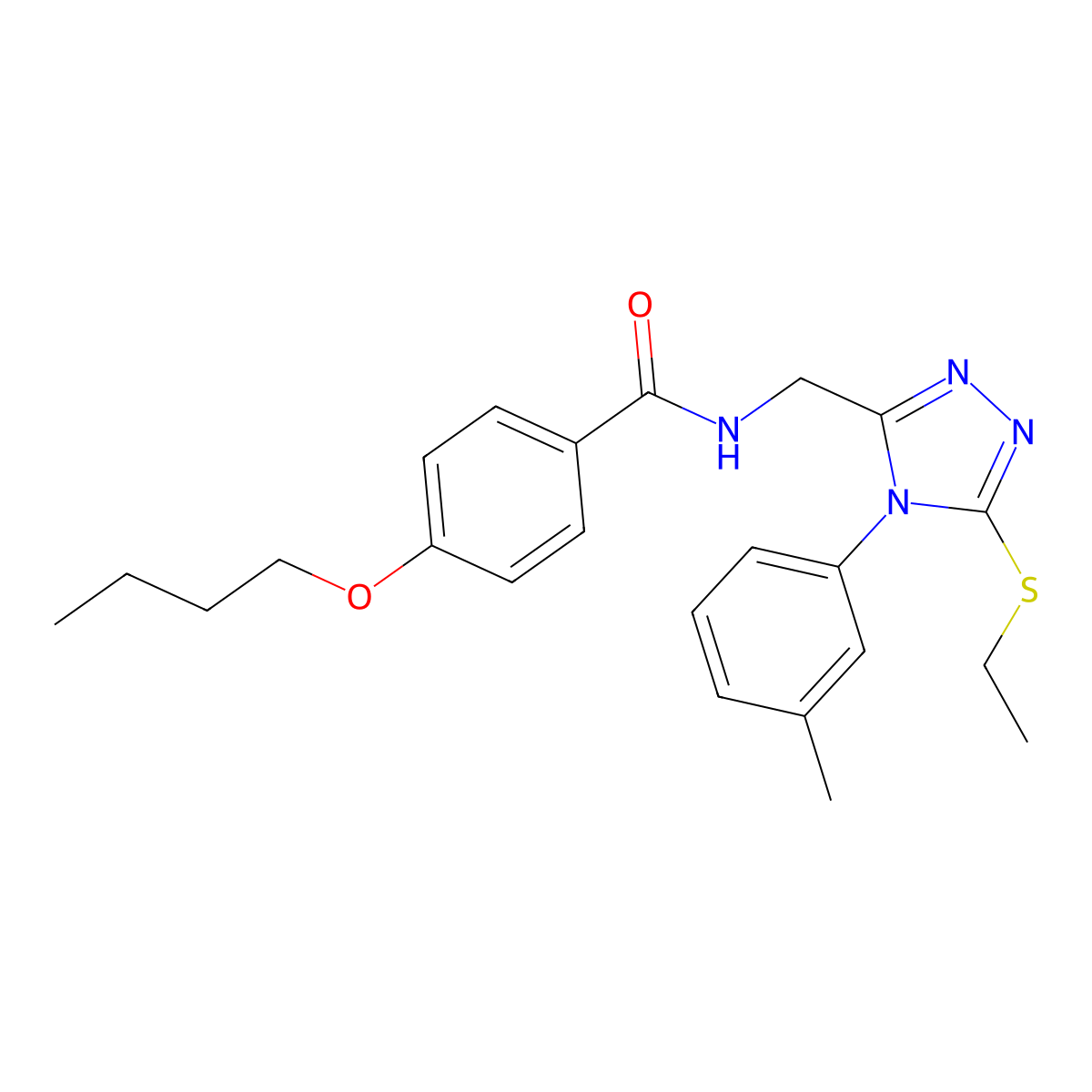 4-butoxy-N-[[5-ethylsulfanyl-4-(3-methylphenyl)-1,2,4-triazol-3-yl]methyl]benzamide molecular structure, CAS 391929-86-5