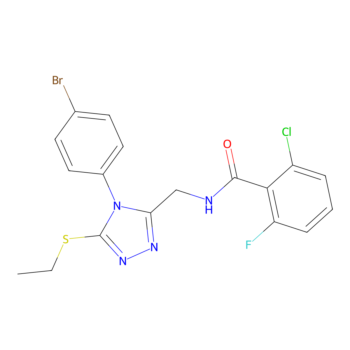 N-[[4-(4-bromophenyl)-5-ethylsulfanyl-1,2,4-triazol-3-yl]methyl]-2-chloro-6-fluorobenzamide molecular structure, CAS 391933-30-5