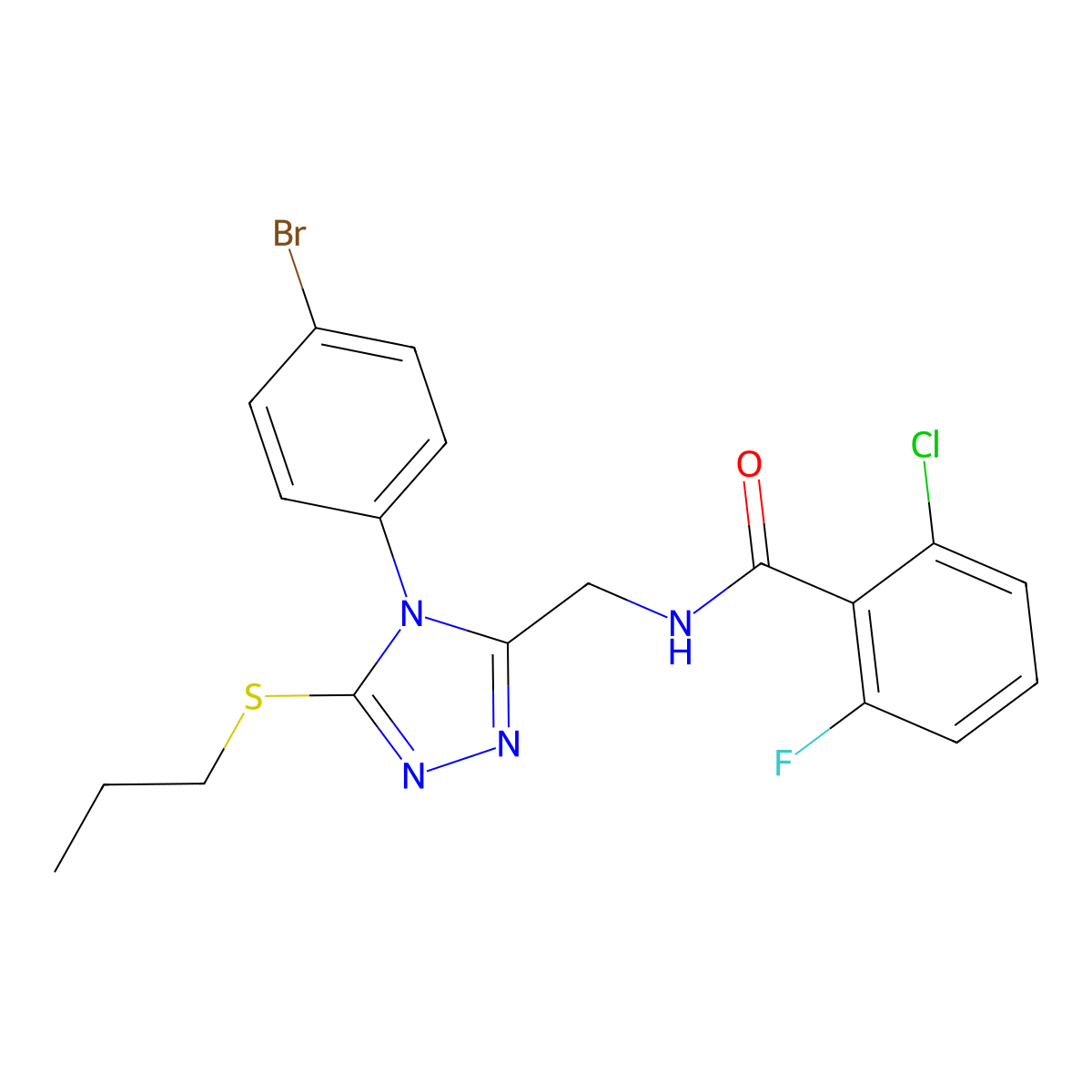 N-{[4-(4-bromophenyl)-5-(propylsulfanyl)-4H-1,2,4-triazol-3-yl]methyl}-2-chloro-6-fluorobenzamide molecular structure, CAS 391933-31-6