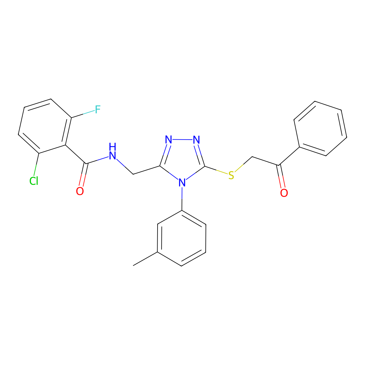 2-chloro-6-fluoro-N-((5-((2-oxo-2-phenylethyl)thio)-4-(m-tolyl)-4H-1,2,4-triazol-3-yl)methyl)benzamide molecular structure, CAS 391933-53-2