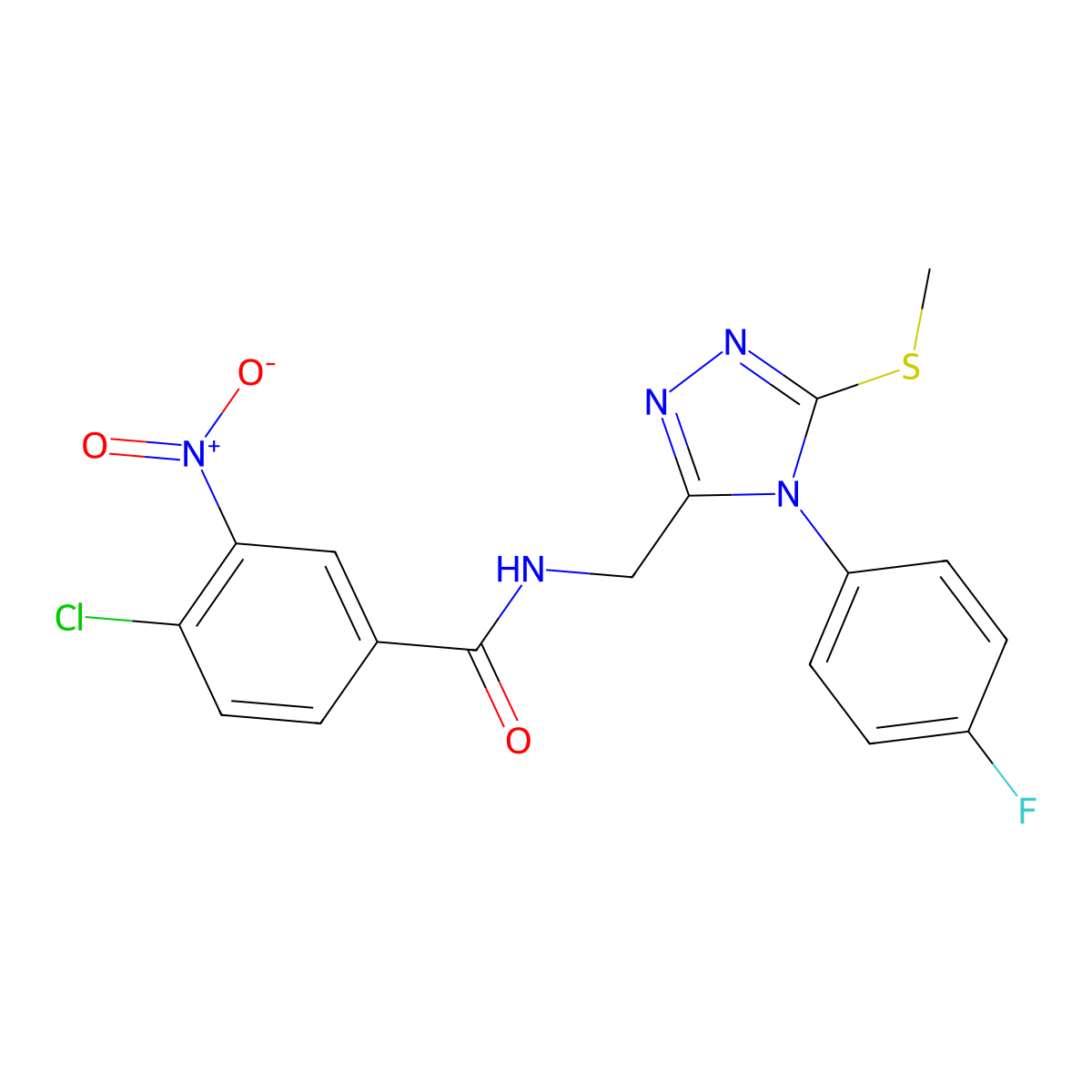 4-chloro-N-[[4-(4-fluorophenyl)-5-methylsulfanyl-1,2,4-triazol-3-yl]methyl]-3-nitrobenzamide molecular structure, CAS 391939-06-3