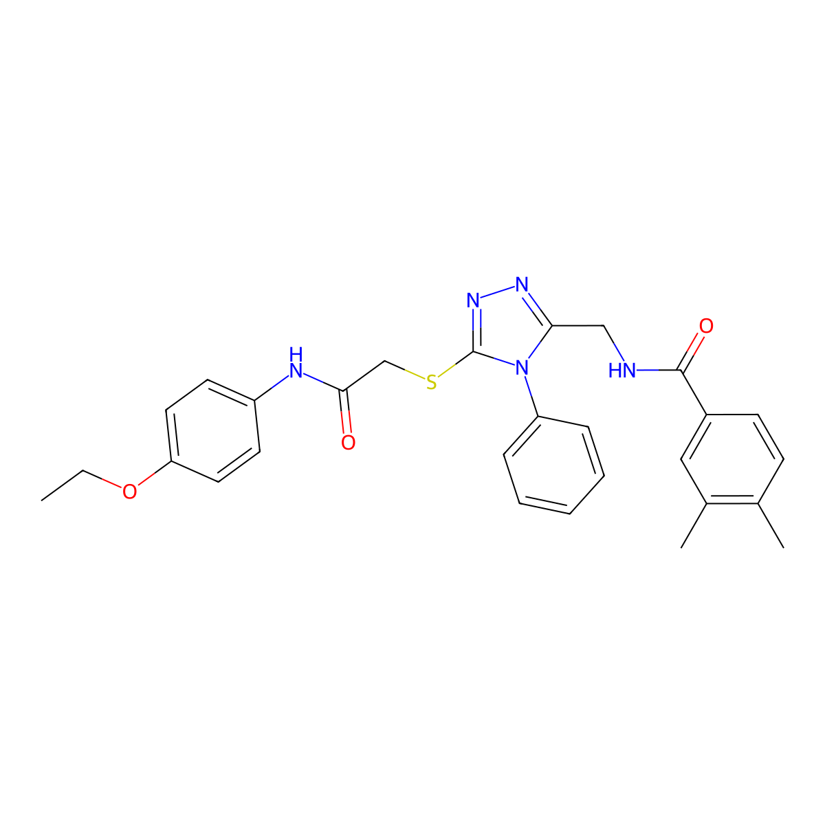 N-((5-((2-((4-ethoxyphenyl)amino)-2-oxoethyl)thio)-4-phenyl-4H-1,2,4-triazol-3-yl)methyl)-3,4-dimethylbenzamide molecular structure, CAS 391939-18-7