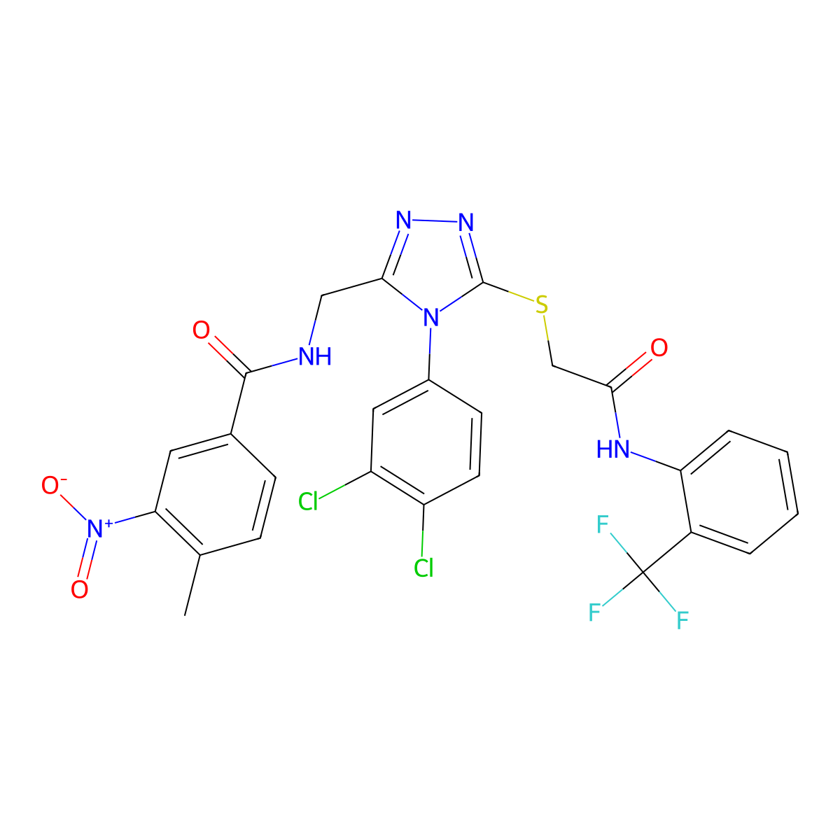 N-[[4-(3,4-dichlorophenyl)-5-[2-oxo-2-[2-(trifluoromethyl)anilino]ethyl]sulfanyl-1,2,4-triazol-3-yl]methyl]-4-methyl-3-nitrobenzamide molecular structure, CAS 391941-16-5