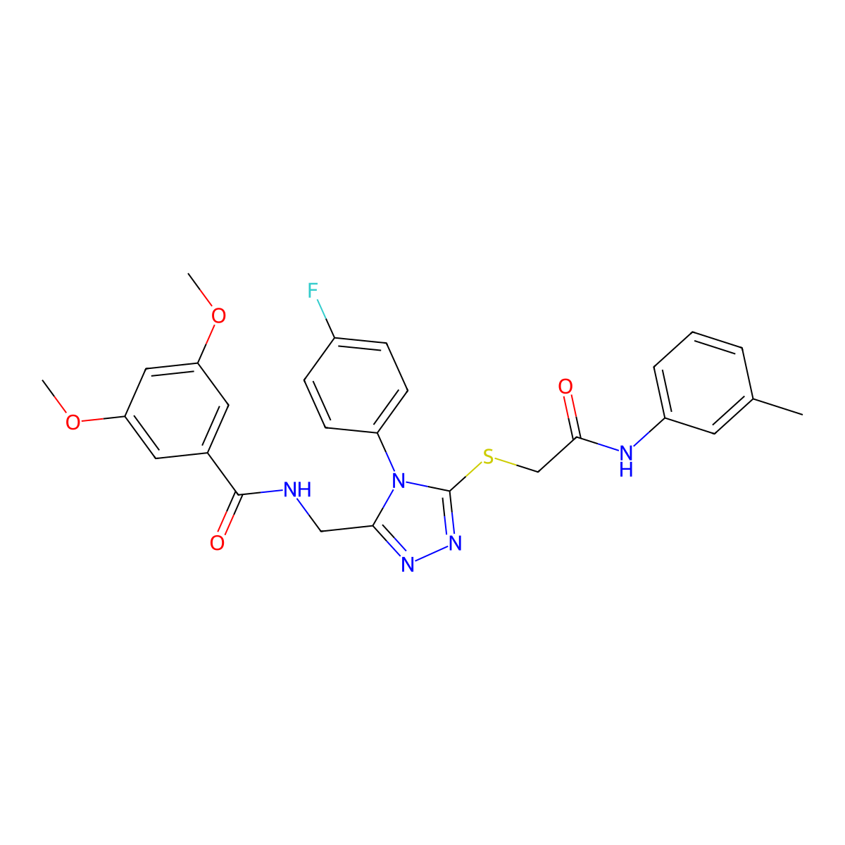 N-((4-(4-fluorophenyl)-5-((2-oxo-2-(m-tolylamino)ethyl)thio)-4H-1,2,4-triazol-3-yl)methyl)-3,5-dimethoxybenzamide molecular structure, CAS 391943-03-6