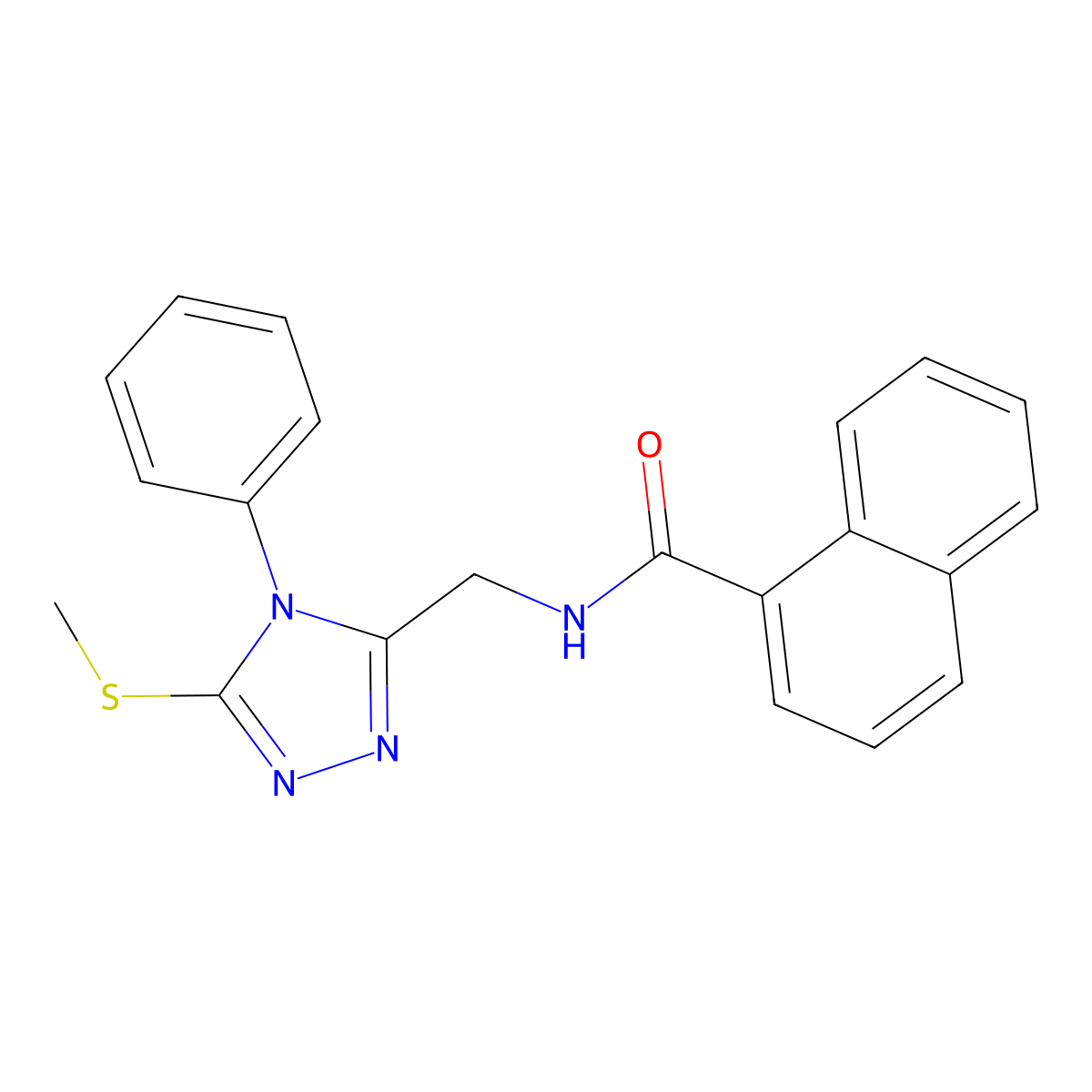 N-[(5-methylsulfanyl-4-phenyl-1,2,4-triazol-3-yl)methyl]naphthalene-1-carboxamide molecular structure, CAS 391947-03-8