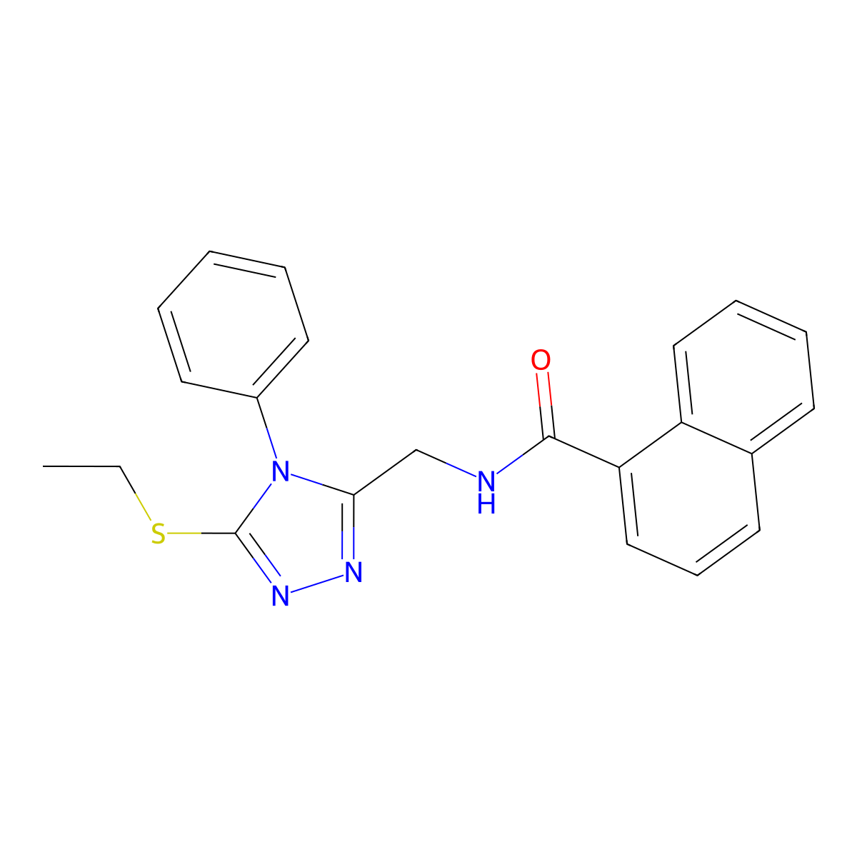 N-[(5-ethylsulfanyl-4-phenyl-1,2,4-triazol-3-yl)methyl]naphthalene-1-carboxamide molecular structure, CAS 391947-05-0