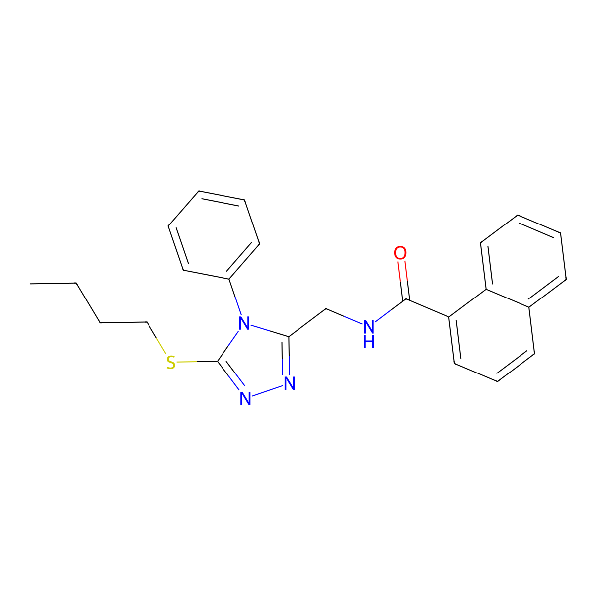 N-[(5-butylsulfanyl-4-phenyl-1,2,4-triazol-3-yl)methyl]naphthalene-1-carboxamide molecular structure, CAS 391947-09-4