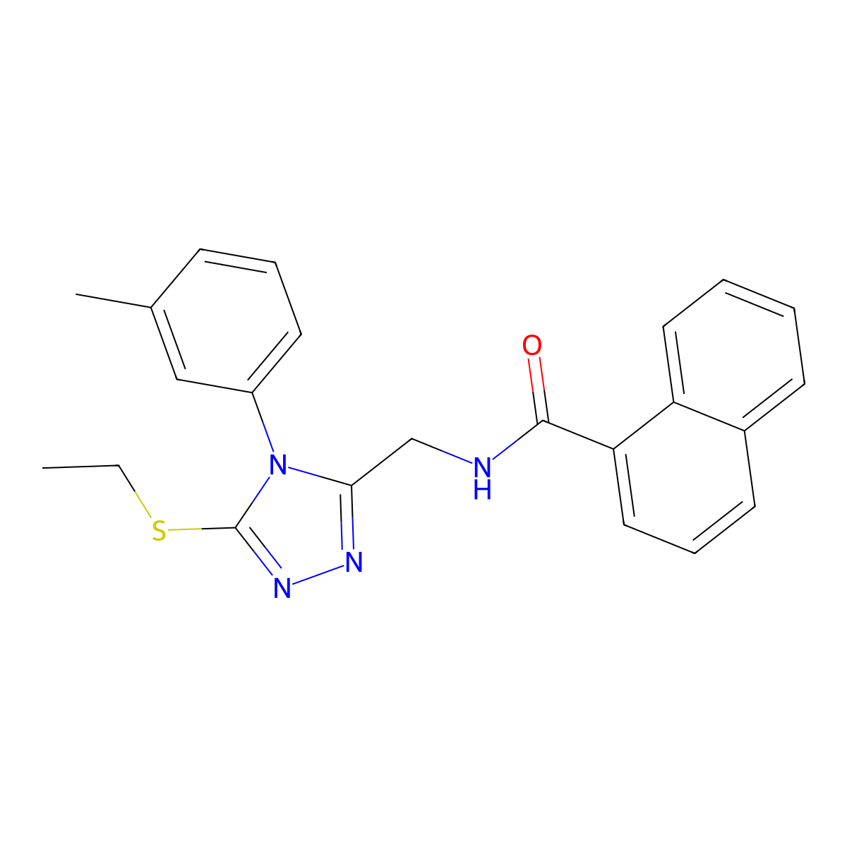 N-((5-(ethylthio)-4-(m-tolyl)-4H-1,2,4-triazol-3-yl)methyl)-1-naphthamide molecular structure, CAS 391948-50-8