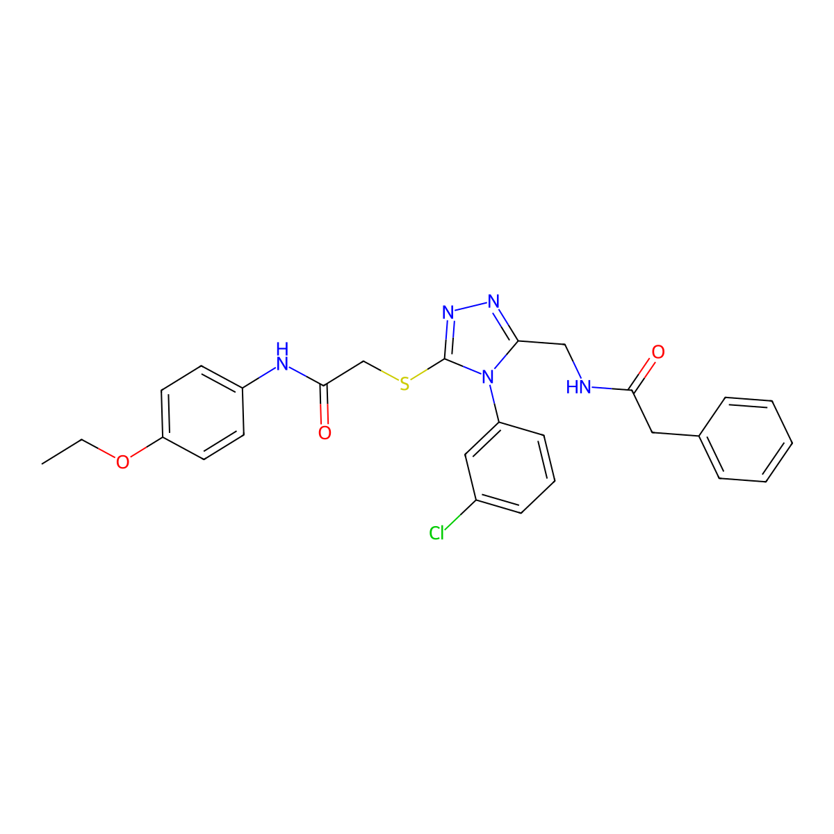 N-[[4-(3-chlorophenyl)-5-[2-(4-ethoxyanilino)-2-oxoethyl]sulfanyl-1,2,4-triazol-3-yl]methyl]-2-phenylacetamide molecular structure, CAS 391949-21-6