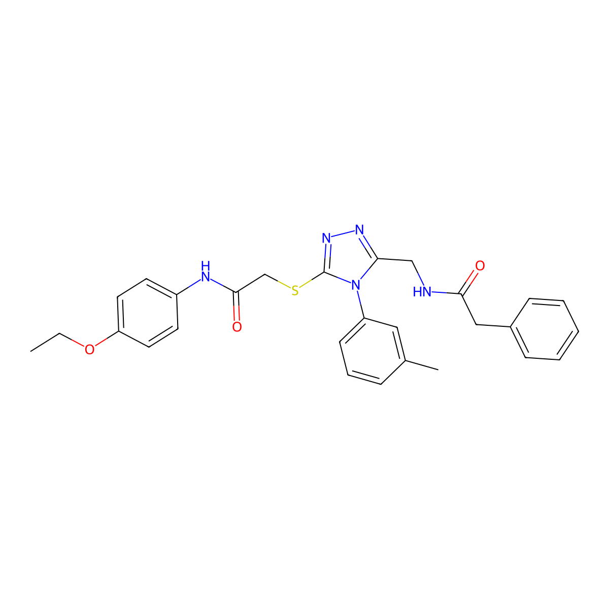 N-(4-ethoxyphenyl)-2-((5-((2-phenylacetamido)methyl)-4-(m-tolyl)-4H-1,2,4-triazol-3-yl)thio)acetamide molecular structure, CAS 391950-11-1