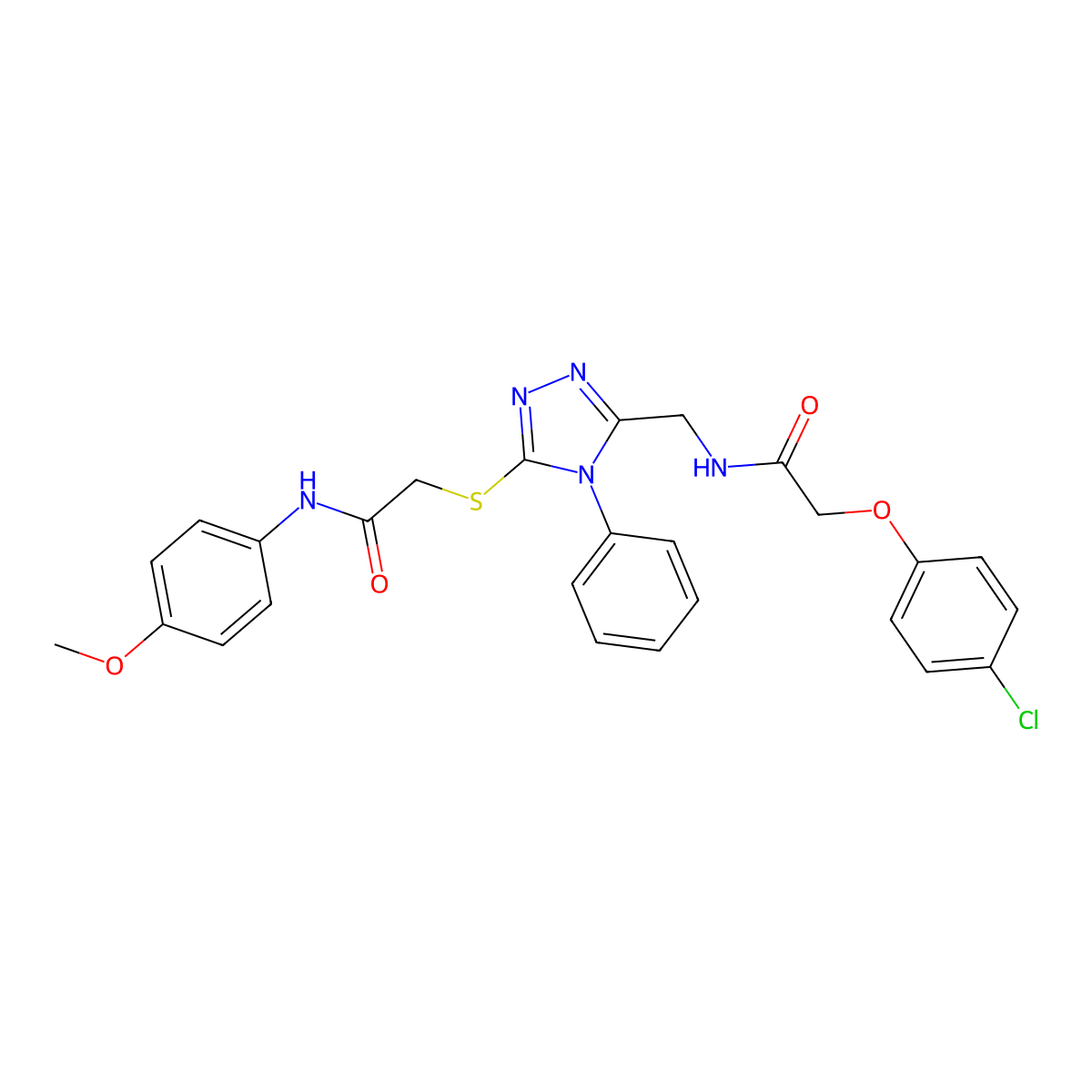 2-(4-chlorophenoxy)-N-((5-((2-((4-methoxyphenyl)amino)-2-oxoethyl)thio)-4-phenyl-4H-1,2,4-triazol-3-yl)methyl)acetamide molecular structure, CAS 391950-91-7