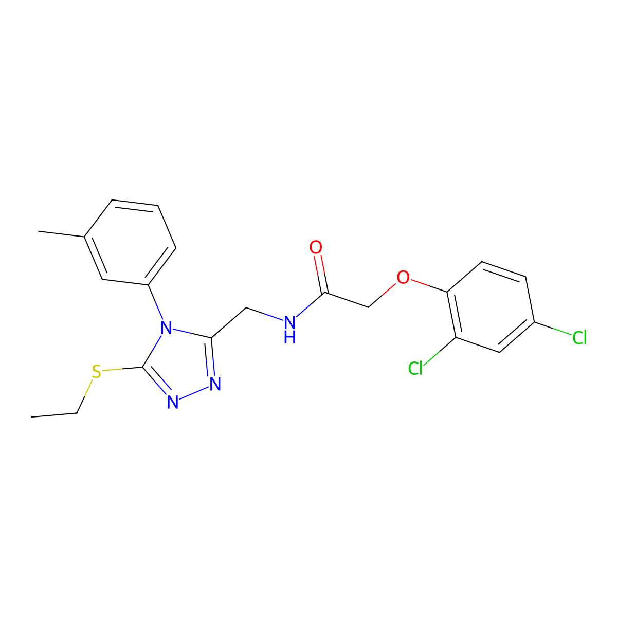 2-(2,4-dichlorophenoxy)-N-((5-(ethylthio)-4-(m-tolyl)-4H-1,2,4-triazol-3-yl)methyl)acetamide molecular structure, CAS 391952-61-7