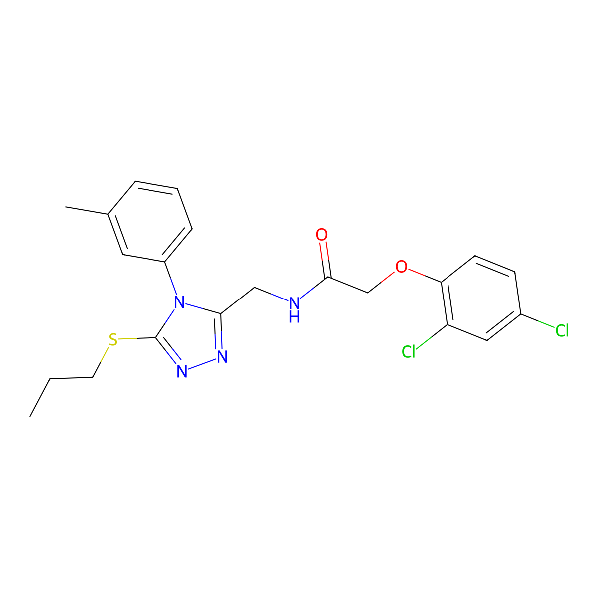 2-(2,4-dichlorophenoxy)-N-((5-(propylthio)-4-(m-tolyl)-4H-1,2,4-triazol-3-yl)methyl)acetamide molecular structure, CAS 391952-62-8
