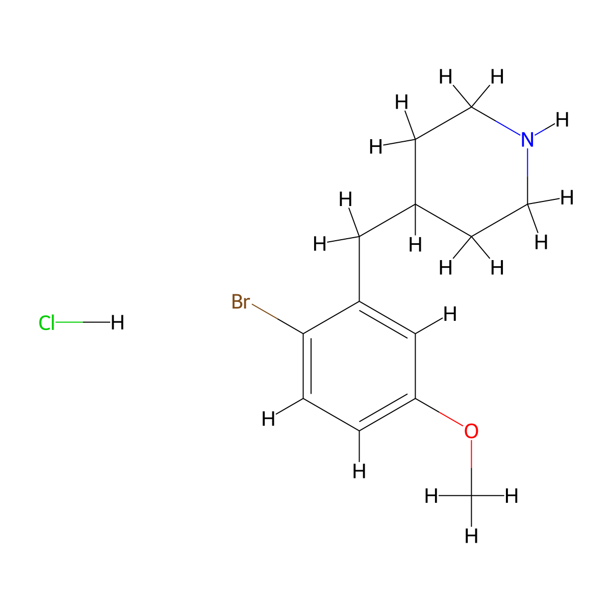 4-(2-Bromo-5-methoxybenzyl)piperidine hydrochloride molecular structure, CAS 391954-24-8