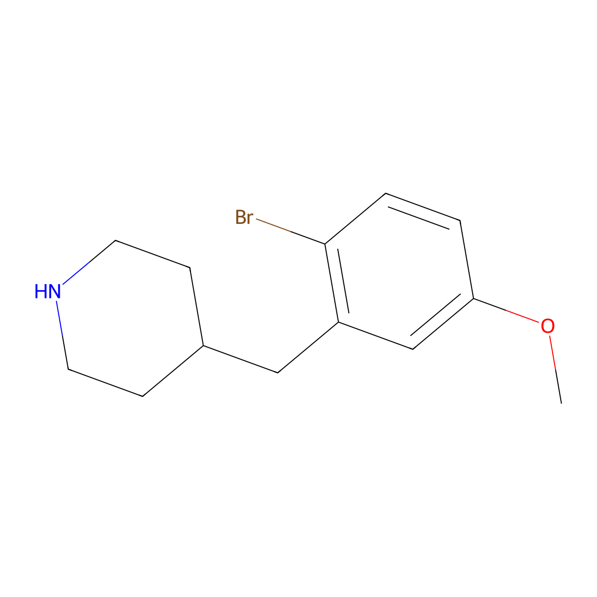 4-[(2-Bromo-5-methoxyphenyl)methyl]piperidine molecular structure, CAS 391957-28-1