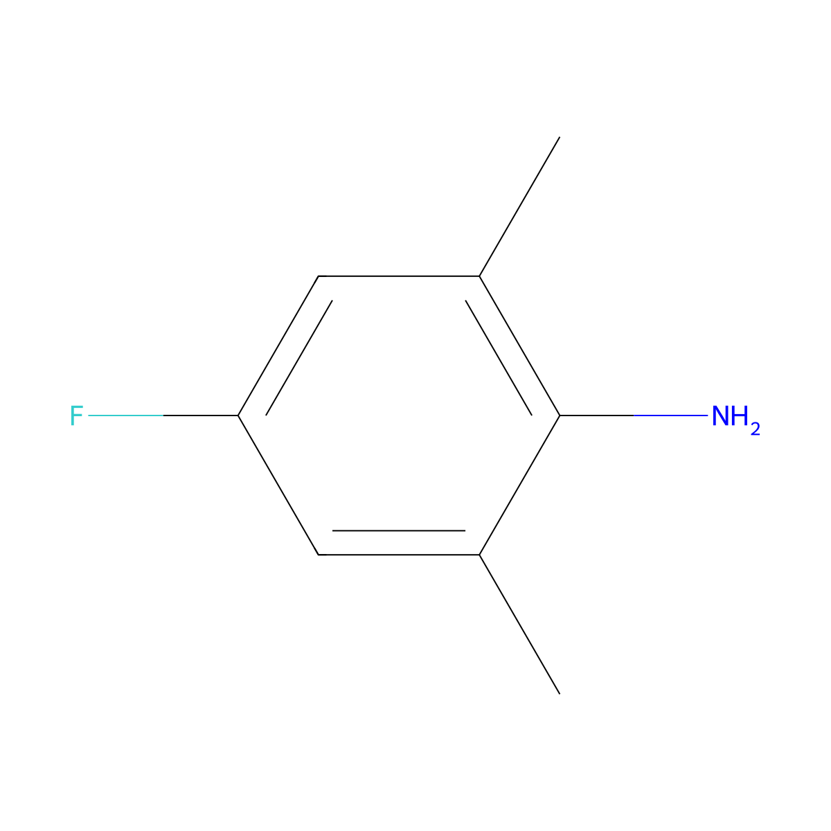 4-Fluoro-2,6-dimethylbenzenamine molecular structure, CAS 392-70-1