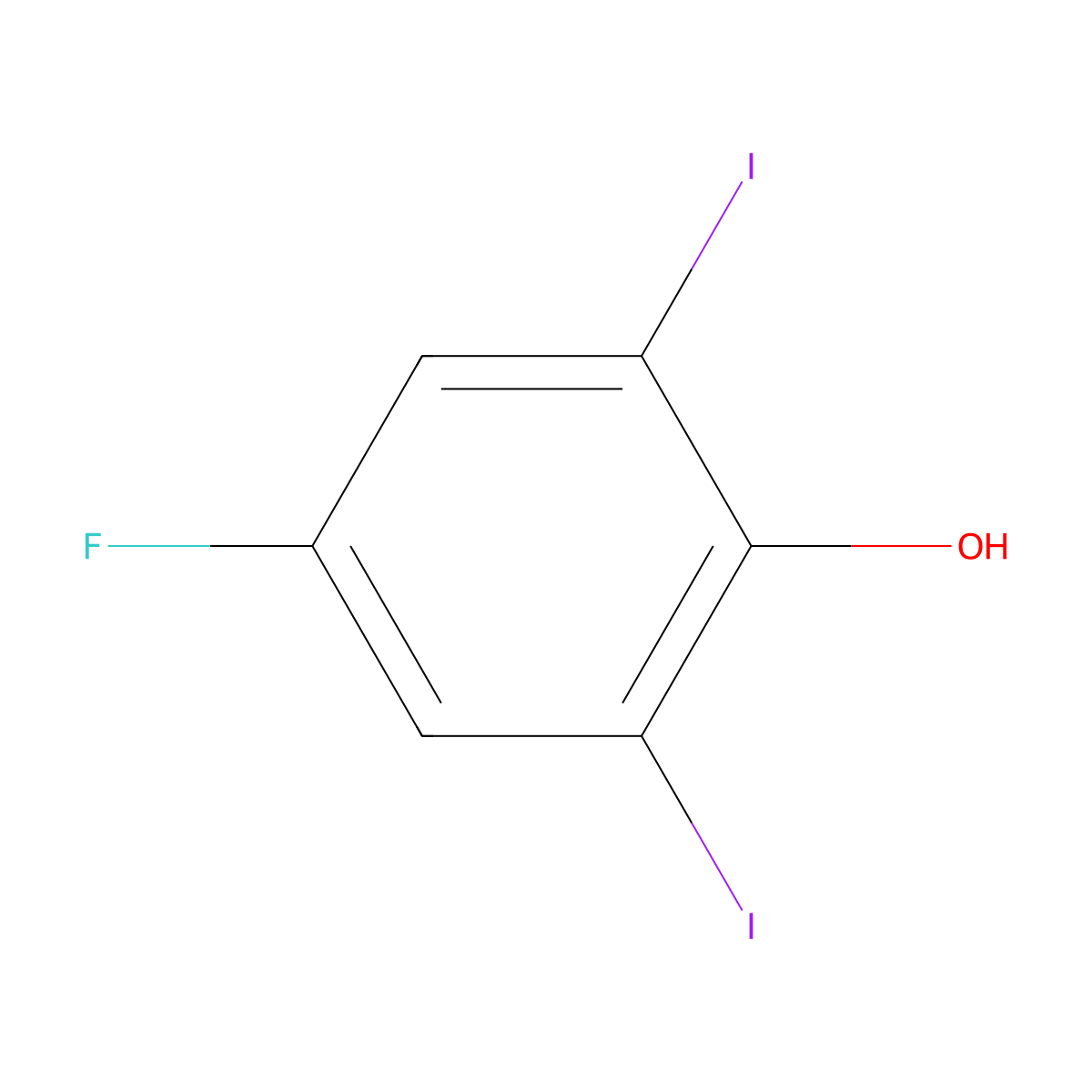 4-Fluoro-2,6-diiodophenol molecular structure, CAS 392-72-3