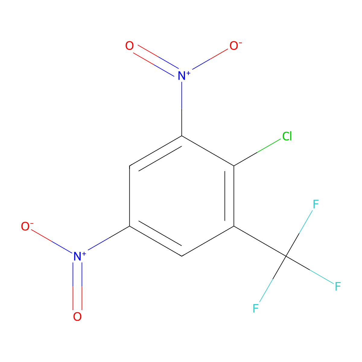Benzene, 2-chloro-1,5-dinitro-3-(trifluoromethyl)- molecular structure, CAS 392-95-0